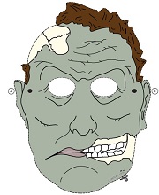 çocuklar için hazır kağıttan Korkunç Surat maskesi şablonu